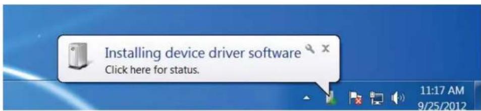 Installing device driver software Click here for status.