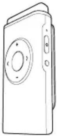 Line drawing of a digital camera with a circular lens and control buttons (no text or symbols)