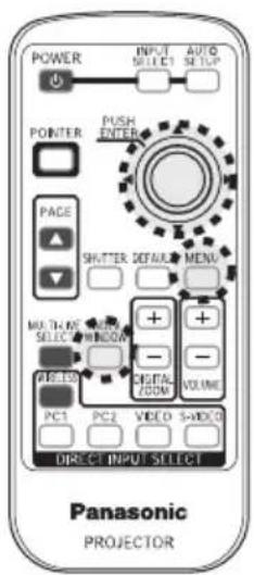 POWER INPUT SELECT1 AUTO SELECT POWER PUSHT ENTER POTTER SHUTTER DETAIL MENU PAGE MULTIAMS SELECT WIND + + - - VEGET DIGITAL VOLUME PCI PCI2 VIDEO S-MEO DIRECT INPUT SELECT Panasonic PROJECTION