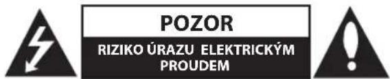 POZOR RIZIKO ÚRAZU ELEKTRICKÝM PROUDEM