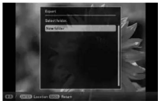 Export Select folder. New folder.