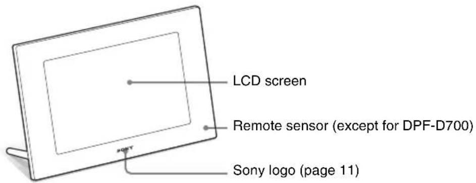 LCD screen Remote sensor (except for DPF-D700) Sony logo (page 11)