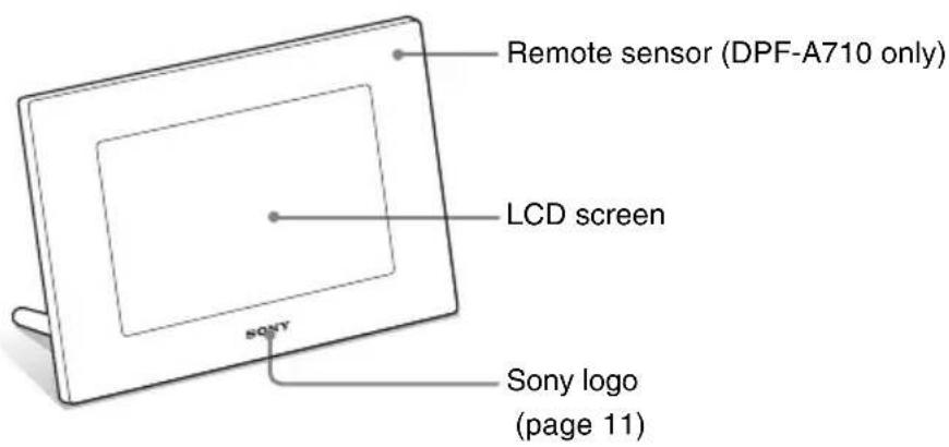 Remote sensor (DPF-A710 only) LCD screen Sony logo (page 11)