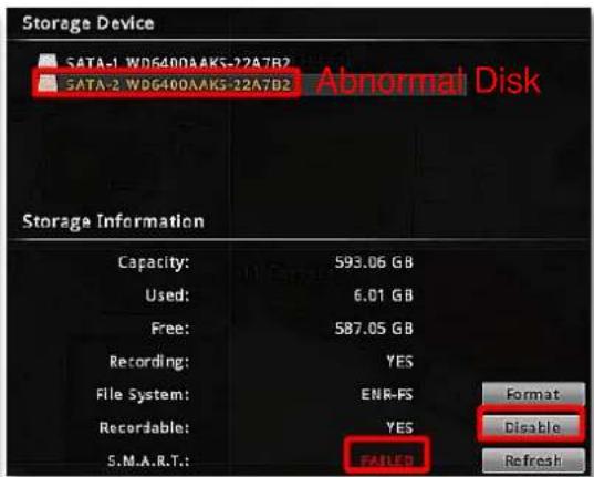 ACTi ENR-110 - Check Disk Status - 2
