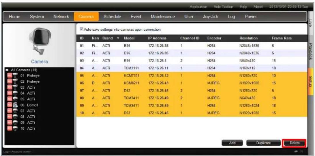 ACTi ENR-110 - Delete Cameras - 1