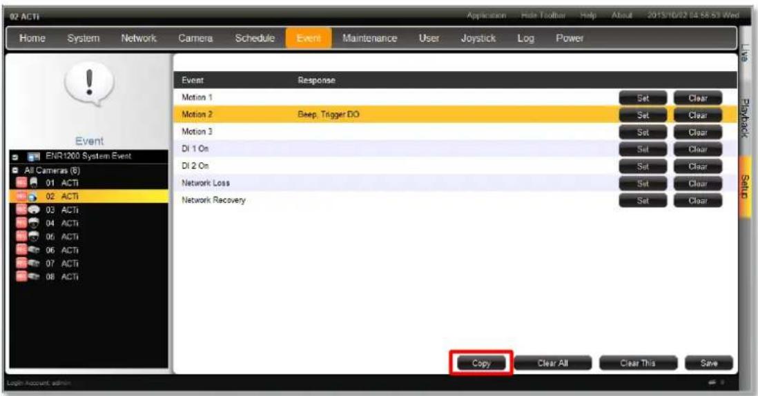 ACTi ENR-110 - Copy Event Rules - 1