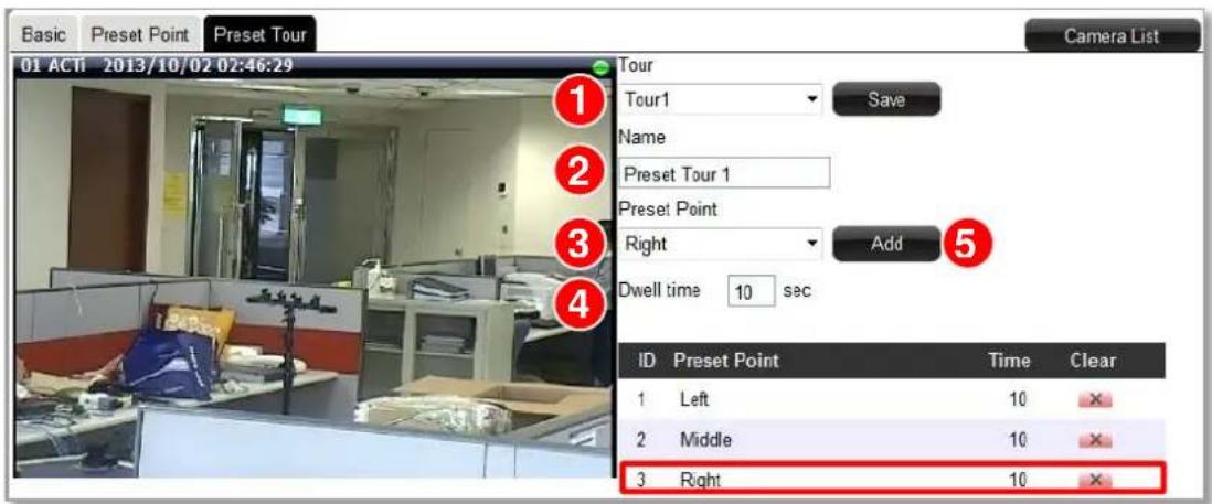 ACTi ENR-110 - Configure PTZ Preset Tour - 1