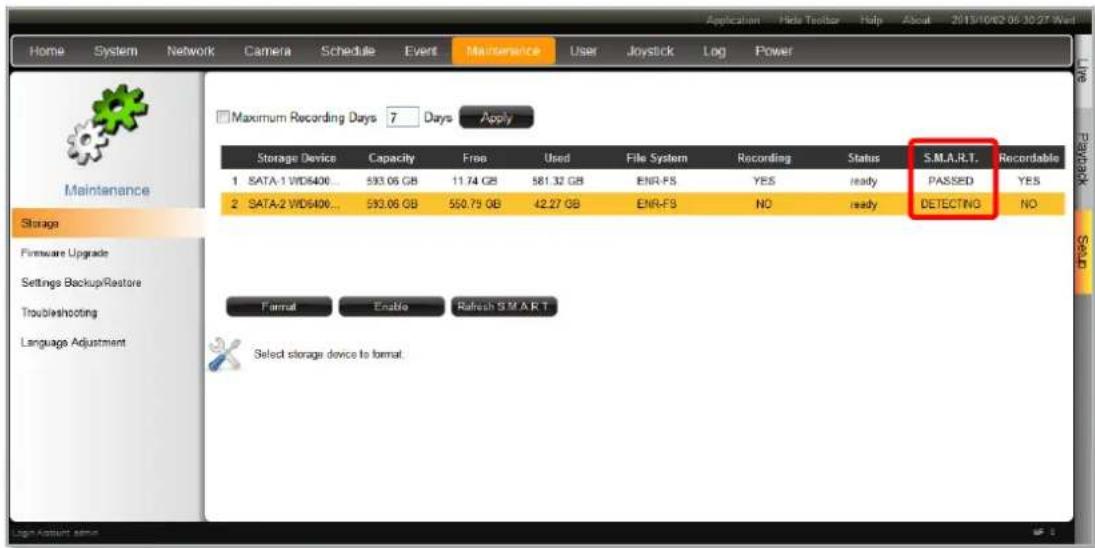 ACTi ENR-110 - Check Disk Status - 1