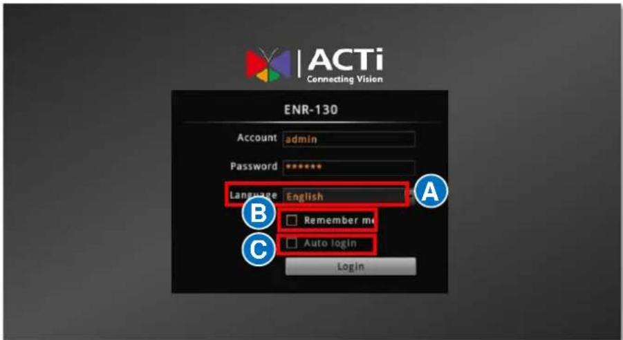 ACTi ENR-110 - Log In - 1