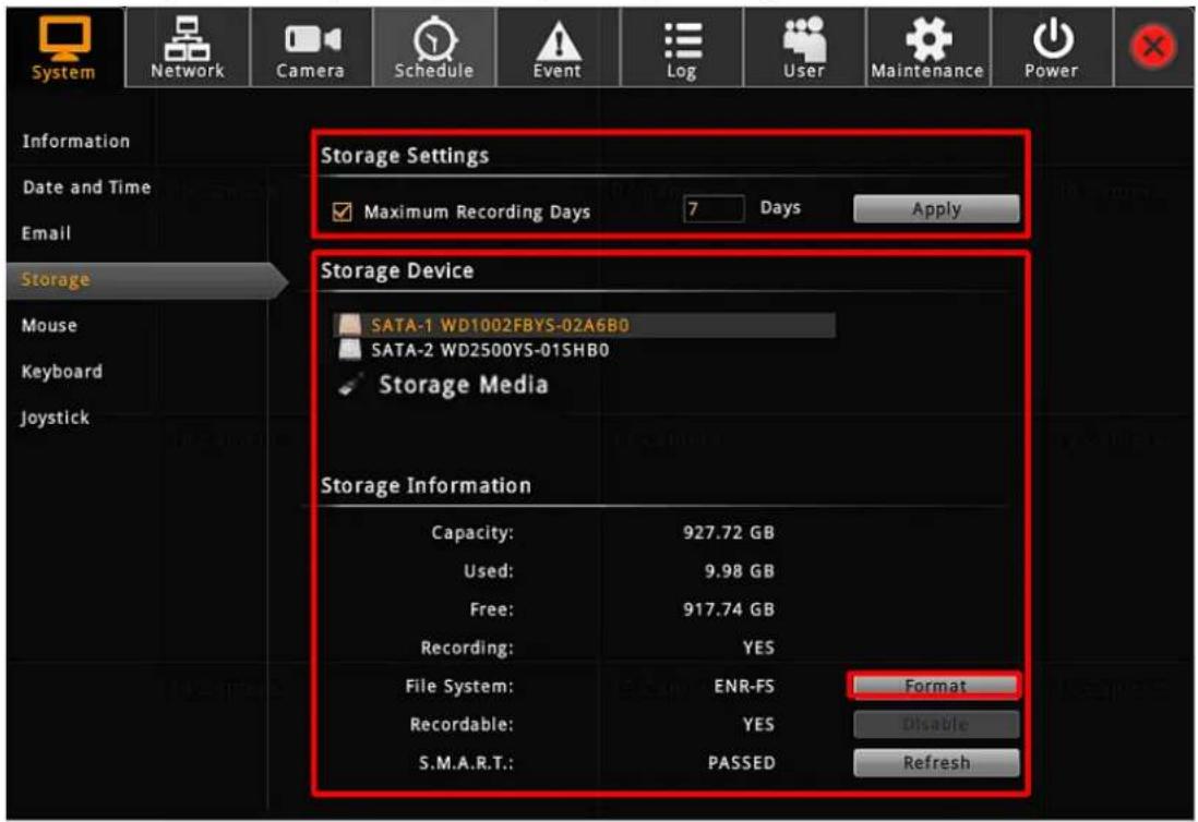 ACTi ENR-110 - Storage Device Types - 1