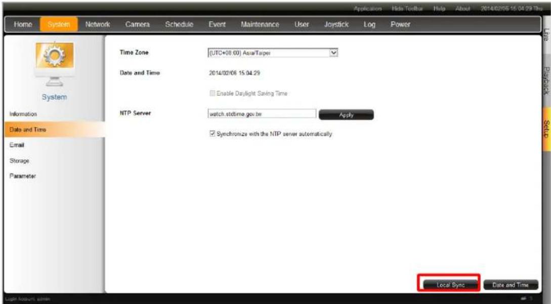 ACTi ENR-110 - Synchronize with Client Computer's Time - 1