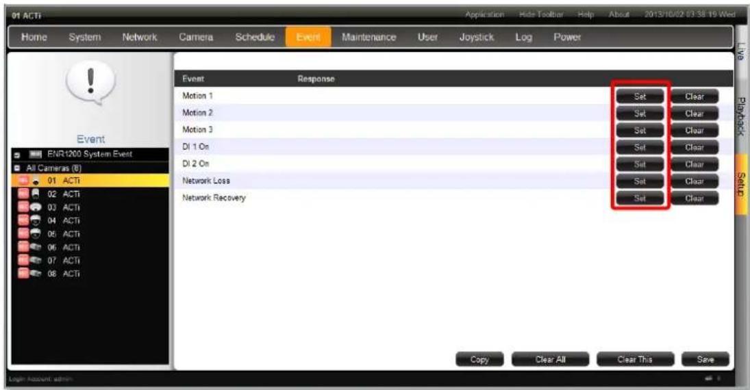 ACTi ENR-110 - B Set Camera Event rule - 1