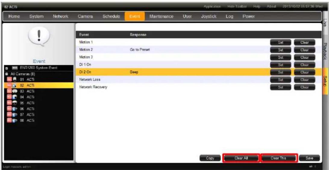 ACTi ENR-110 - Clear Event Rules - 2