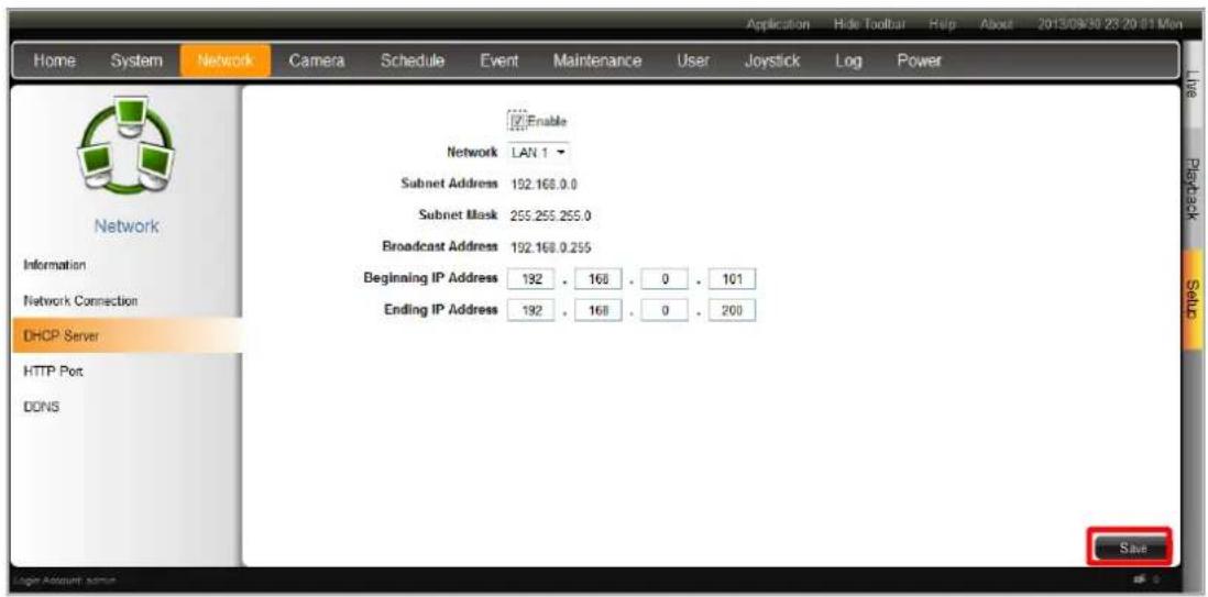 ACTi ENR-110 - Enable DHCP Server - 1