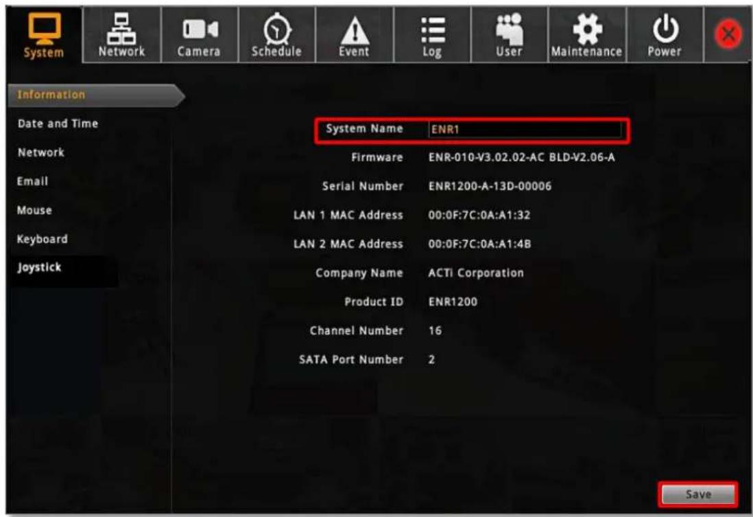 ACTi ENR-110 - Device Information - 1