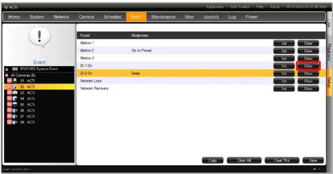 ACTi ENR-110 - Clear Event Rules - 1