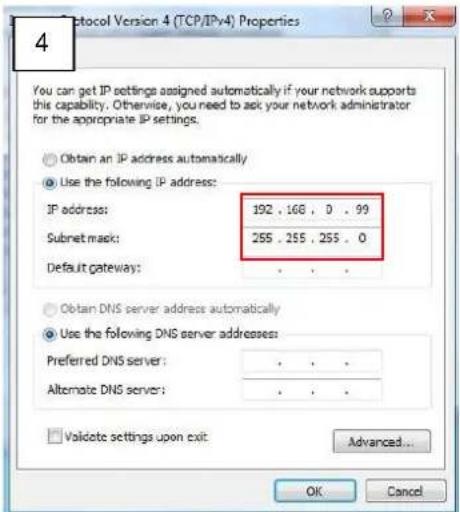 ACTi D42A - Manually adjust the IP address of the PC: - 4