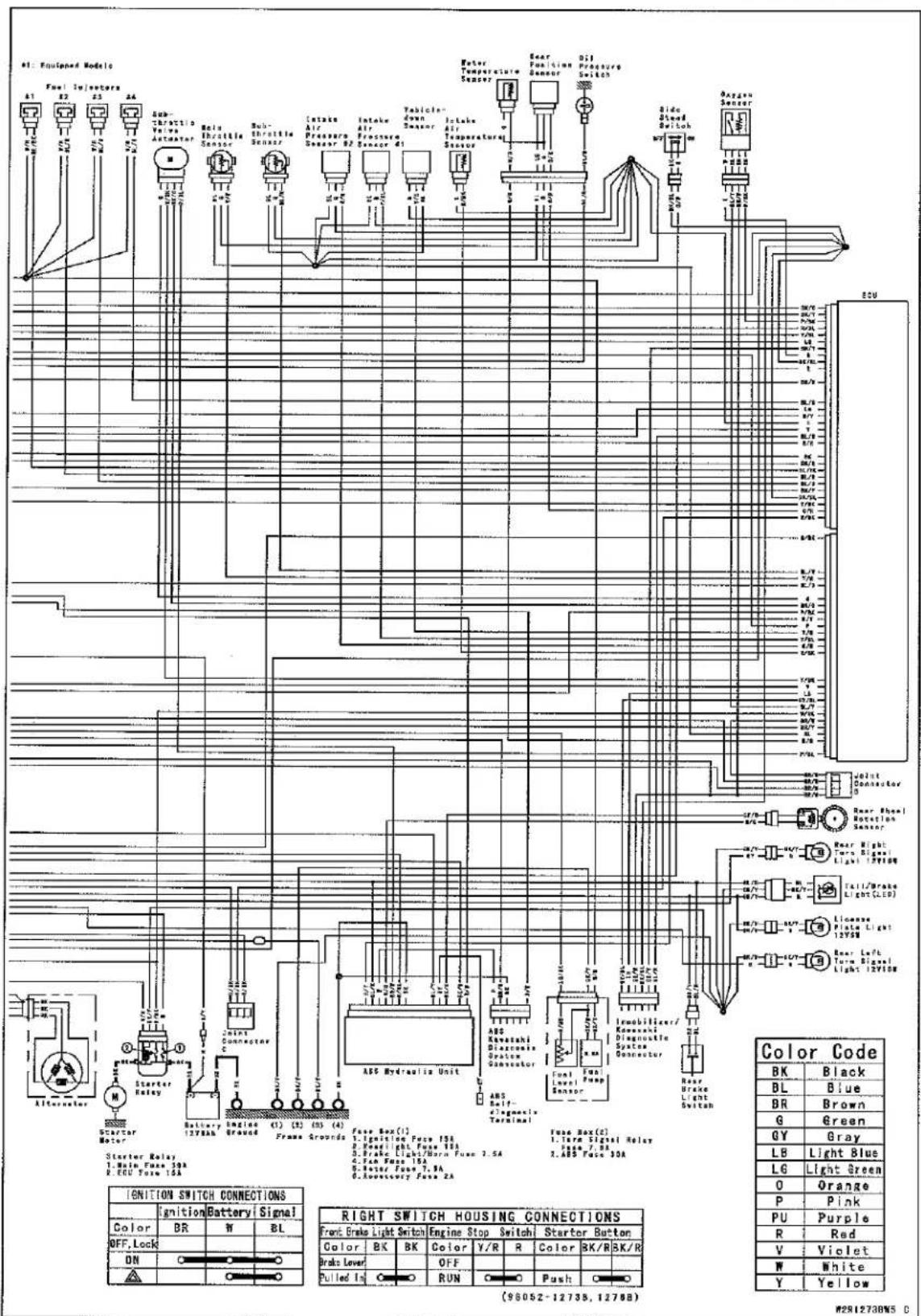 KAWASAKI Z900 (2016) - Wiring Diagram (ZR900B with Immobilizer Models) - 2