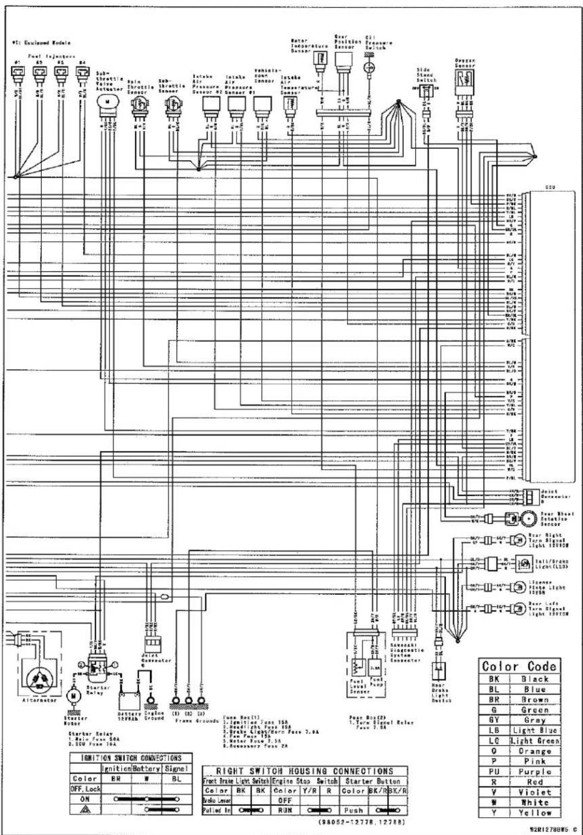 KAWASAKI Z900 (2016) - Wiring Diagram (ZR900A without Immobilizer Models) - 2