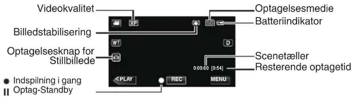 JVC Everio R GZ-R435GEU - ■ Indikationer under video optagelsen - 1