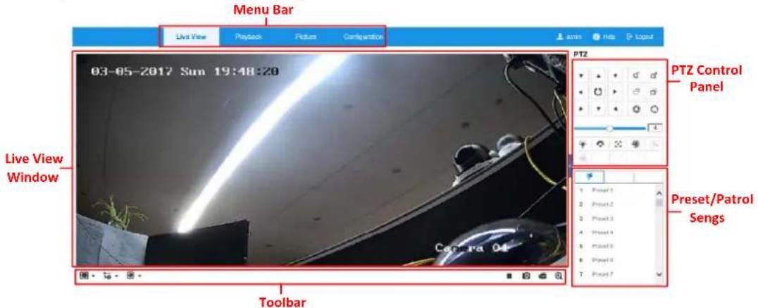 HiLook IPC-B129H-4MM - Descriptions of the live view page: - 1