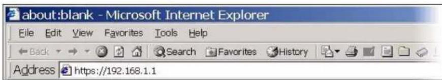 about:blank - Microsoft Internet Explorer File Edit View Favorites Tools Help Back Search Favorites History Address https://192.168.1.1