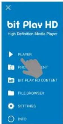 bit Play HD High Definition Media Player PLAYER PHO CONTENT BIT PLAY HD CONTENT FILE BROWSER SETTINGS INFO
