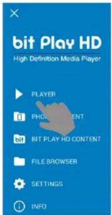 bit Play HD High Definition Media Player PLAYER PHO CONTENT BIT PLAY HD CONTENT FILE BROWSER SETTINGS INFO