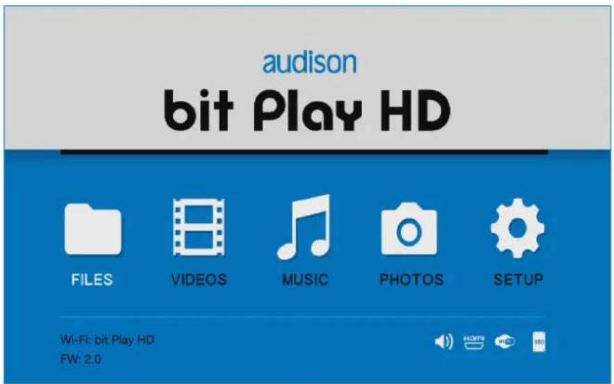 audison bit Play HD FILES VIDEOS MUSIC PHOTOS SETUP Wi-Fi: bit Play HD FW: 2.0
