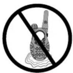 Prohibition sign with a radio icon and crossed-out triangle, indicating no use or prohibition of the device.