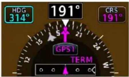 HDG 314° 191° CRS 191° GPS1 TERM