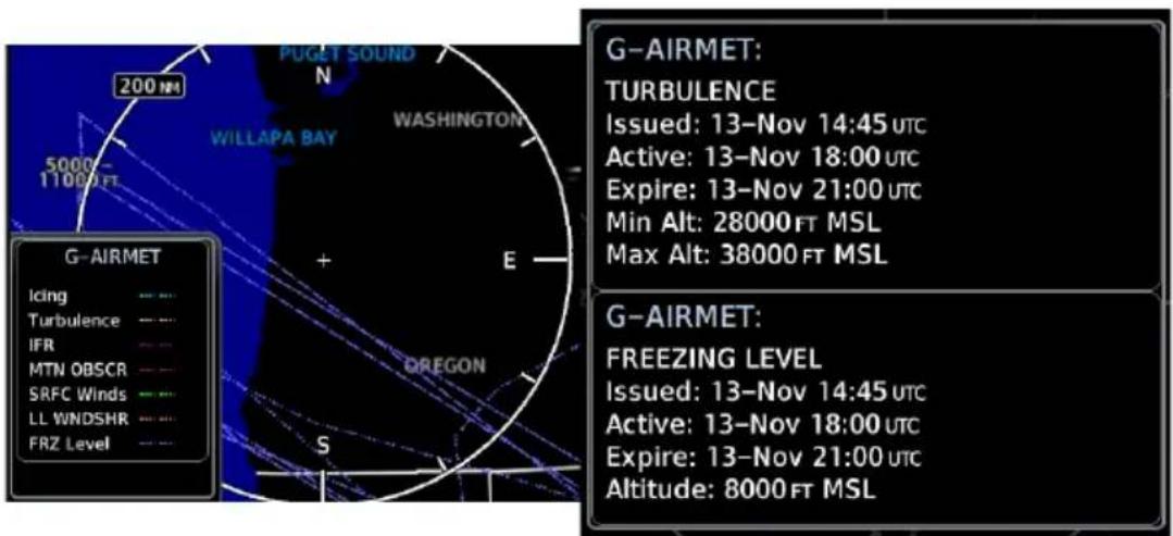 G-AIRMET: TURBULENCE Issued: 13-Nov 14:45 UTC Active: 13-Nov 18:00 UTC Expire: 13-Nov 21:00 UTC Min Alt: 28000 FT MSL Max Alt: 38000 FT MSL G-AIRMET: Freezing Level Issued: 13-Nov 14:45 UTC Active: 13-Nov 18:00 UTC Expire: 13-Nov 21:00 UTC Altitude: 8000 FT MSL