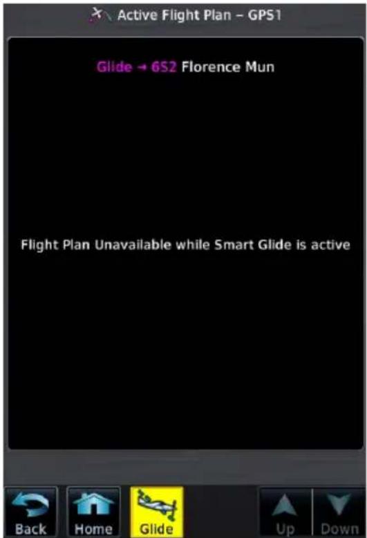 Active Flight Plan - GPS1 Glide → 6S2 Florence Mun Flight Plan Unavailable while Smart Glide is active