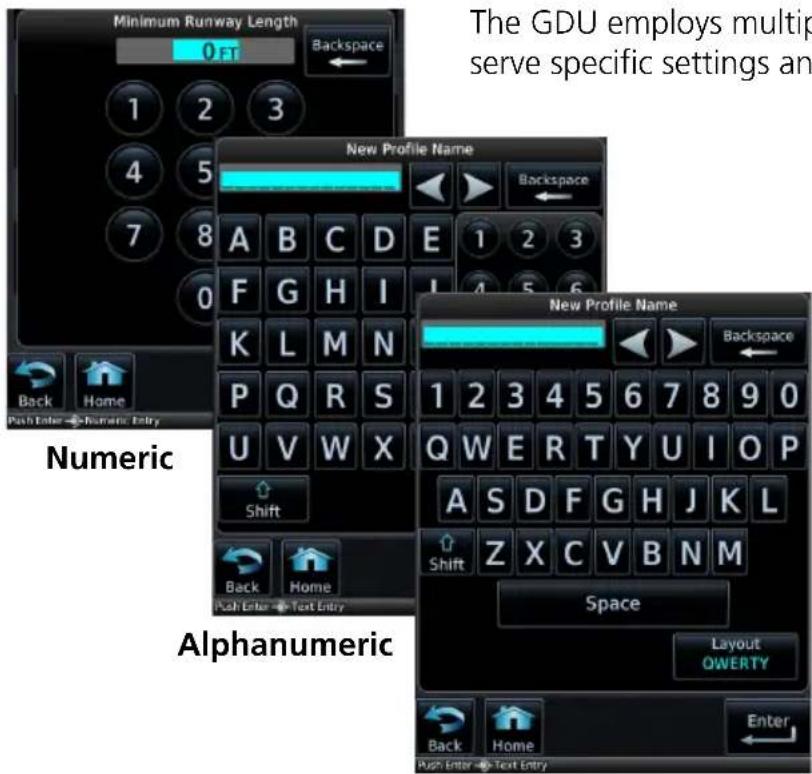 Minimum Runway Length 0 FT Backspace 1 2 3 4 5 7 8 New Profile Name Backspace A B C D E 1 2 3 F G H I 4 5 6 K L M N P Q R S U V W X Shift New Profile Name Backspace 1 2 3 4 5 6 7 8 9 0 Q W E R T Y U I O P A S D F G H J K L Shift Z X C V B N M Space Layout OWERTY Back Home Enter Push Enter Text Entry Numeric Alphanumeric