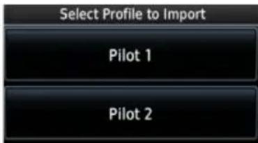 Select Profile to Import Pilot 1 Pilot 2