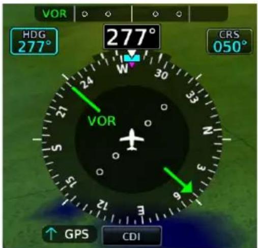 VOR HDG 277° 277° CRS 050° VOR GPS CDI