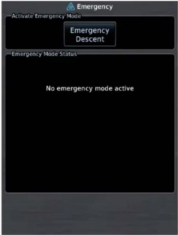 Emergency Activate Emergency Mode Emergency Descent Emergency Mode Status No emergency mode active