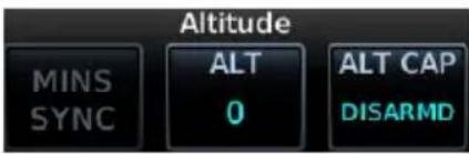 Altitude MINS SYNC ALT 0 ALT CAP DISARMD