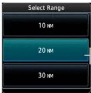 Select Range 10 NM 20 NM 30 NM