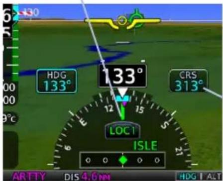6 HDG 133° 133° CRS 313° LOC1 ISLE ARTTY DIS 4.6 NM HDG I ALT