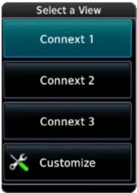 Select a View Connex 1 Connex 2 Connex 3 Customize