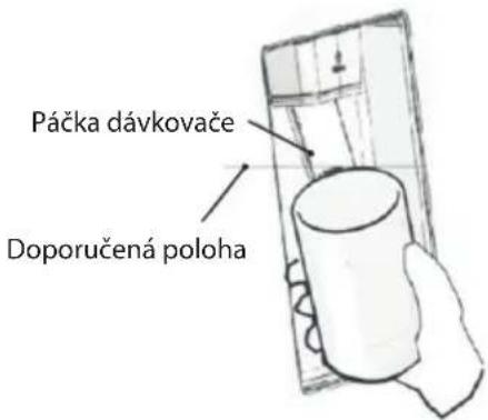 Páčka dávkovače Doporučená poloha