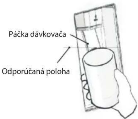 Páčka dávkovača Odporúčaná poloha