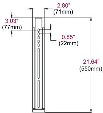 2.80" (71mm) 3.03" (77mm) 0.85" (22mm) 21.64" (550mm)