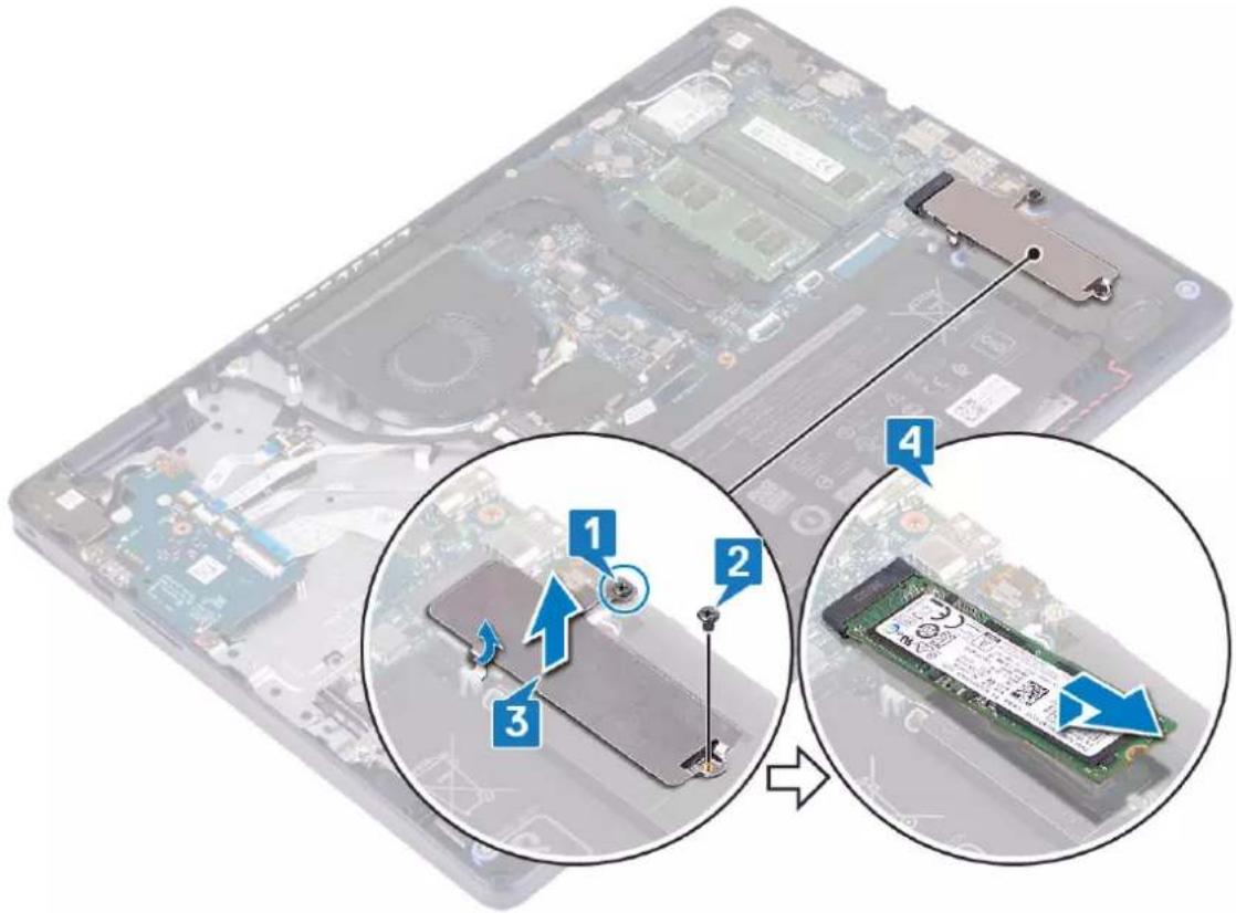 DELL Inspiron 5593 - Procedure to remove the M.2 2280 solid-state drive - 1