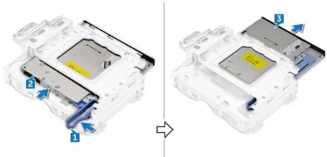 DELL OptiPlex 5055 - To remove the optical drive assembly: - 2