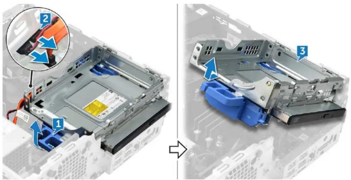 DELL OptiPlex 5055 - To remove the optical drive assembly: - 1