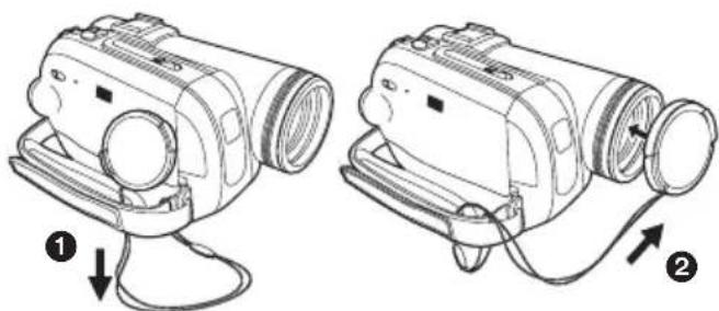 PANASONIC PV-GS80 - Attaching the lens cap - 1