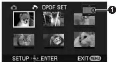 DPOF SET 0 1 SETUP ENTER EXIT MENU