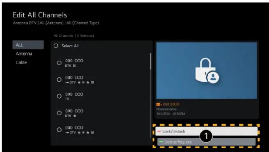 LG 50NANO80P - → → General → Channels → Channel Manager → Edit All Channels - 1